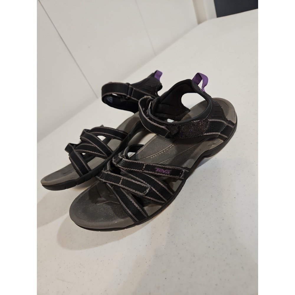 Teva Tirra Black Grey/Purple Womens Size 9 Ankle Strap Hiking Water Sandals(S194